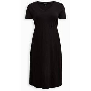 TORRID 0 MIDI COTTON SLUB SIDE SLIT DRESS SIZE 12, 0X, LARGE